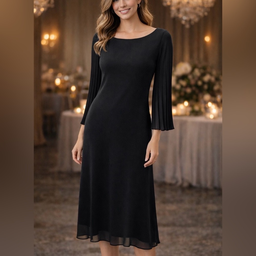 Elegant Long Sleeve Black Dress